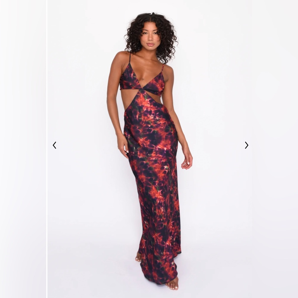 Silk tye dye dress with cutouts